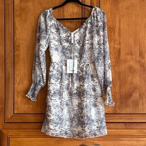 70/21 Blue and Cream Long Sleeve Dress